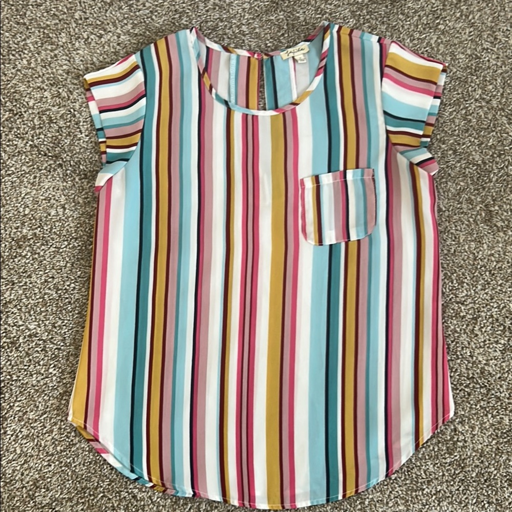 Lily White Multicolor Striped Blouse